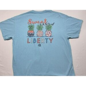 Girlie Girl women's blue pineapple‎ Sweet Land of Liberty graphic t-shirt sz.XL
